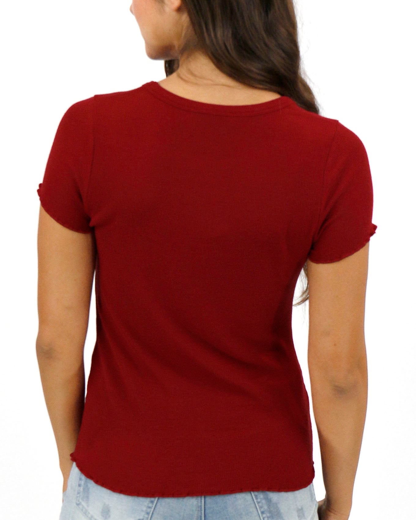 Ribbed Tee Ruby Back View