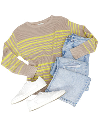 Lemon Lines Lightweight Sweater - Grace and Lace