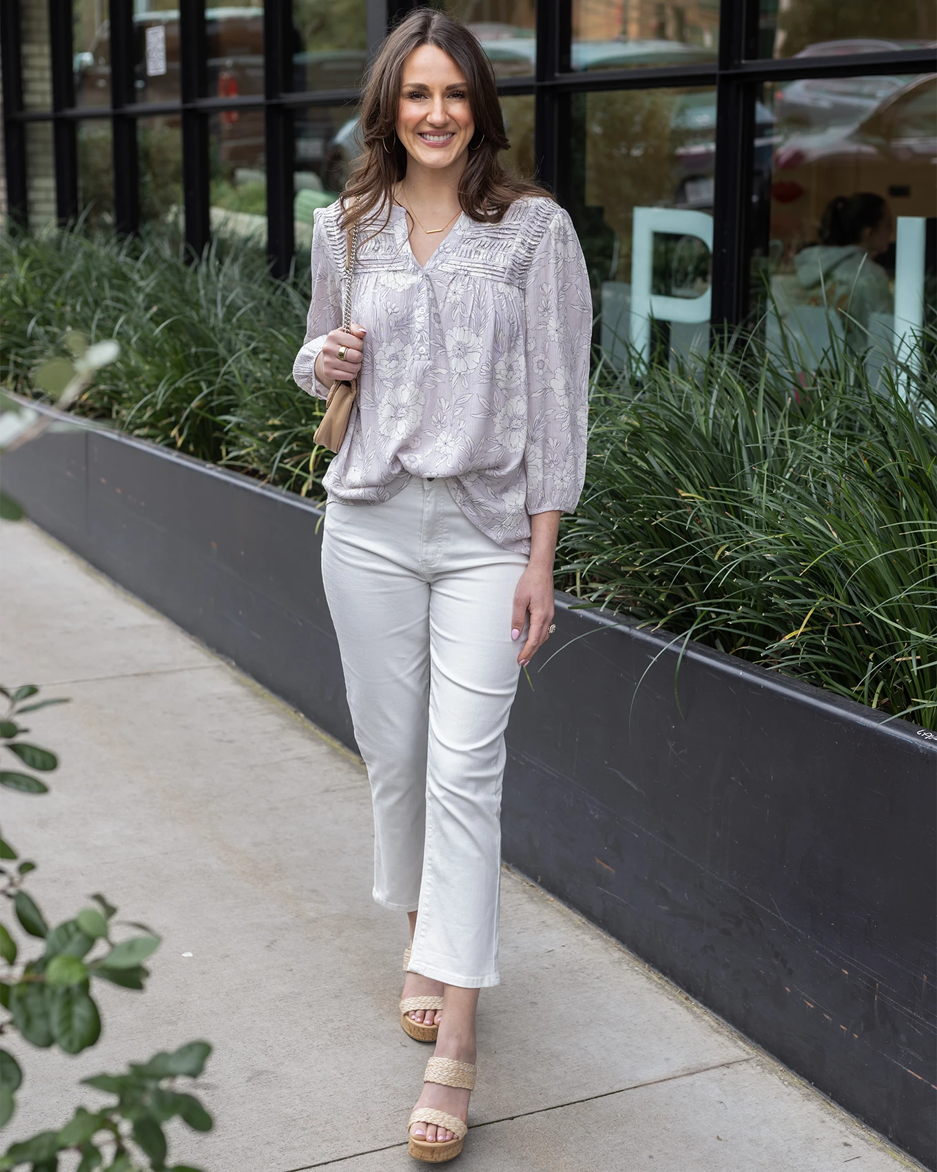 grey blouse