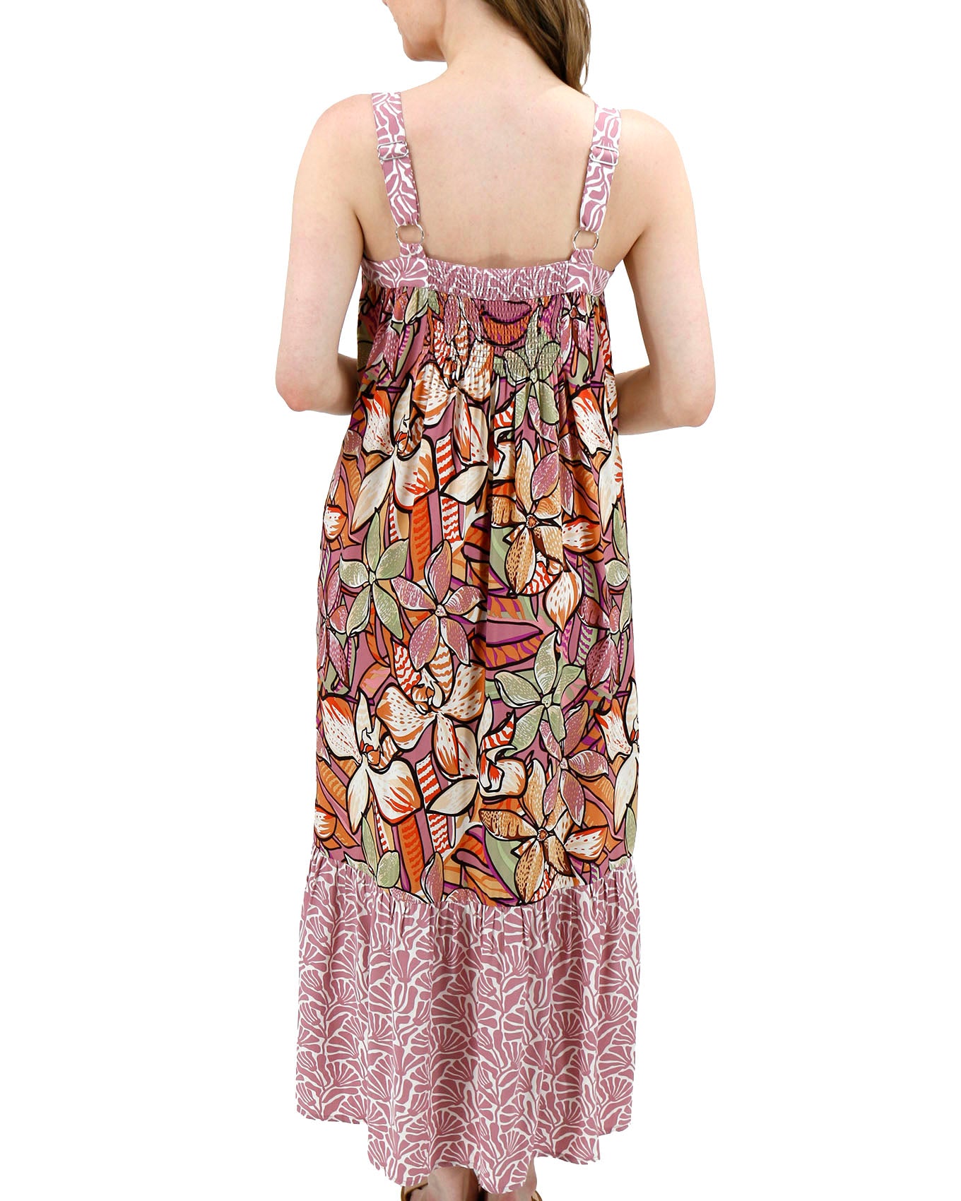 SUMMER Painting floral beauty dress♡ 1980's Lush Bucolic Floral Print OTS Cotton Summer Dress