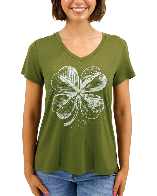 Four Leaf Clover VIP Favorite Perfect V-Neck Graphic Tee