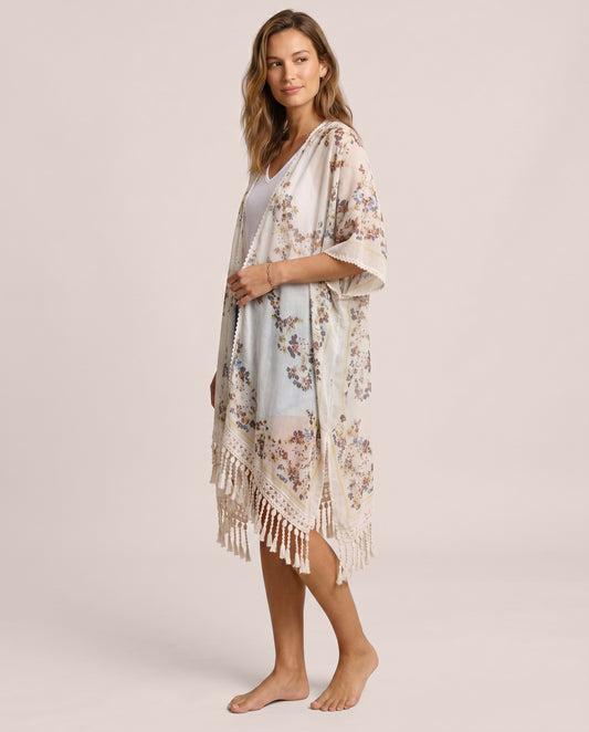 Boho Bloom Fringe Kimono with Tassels