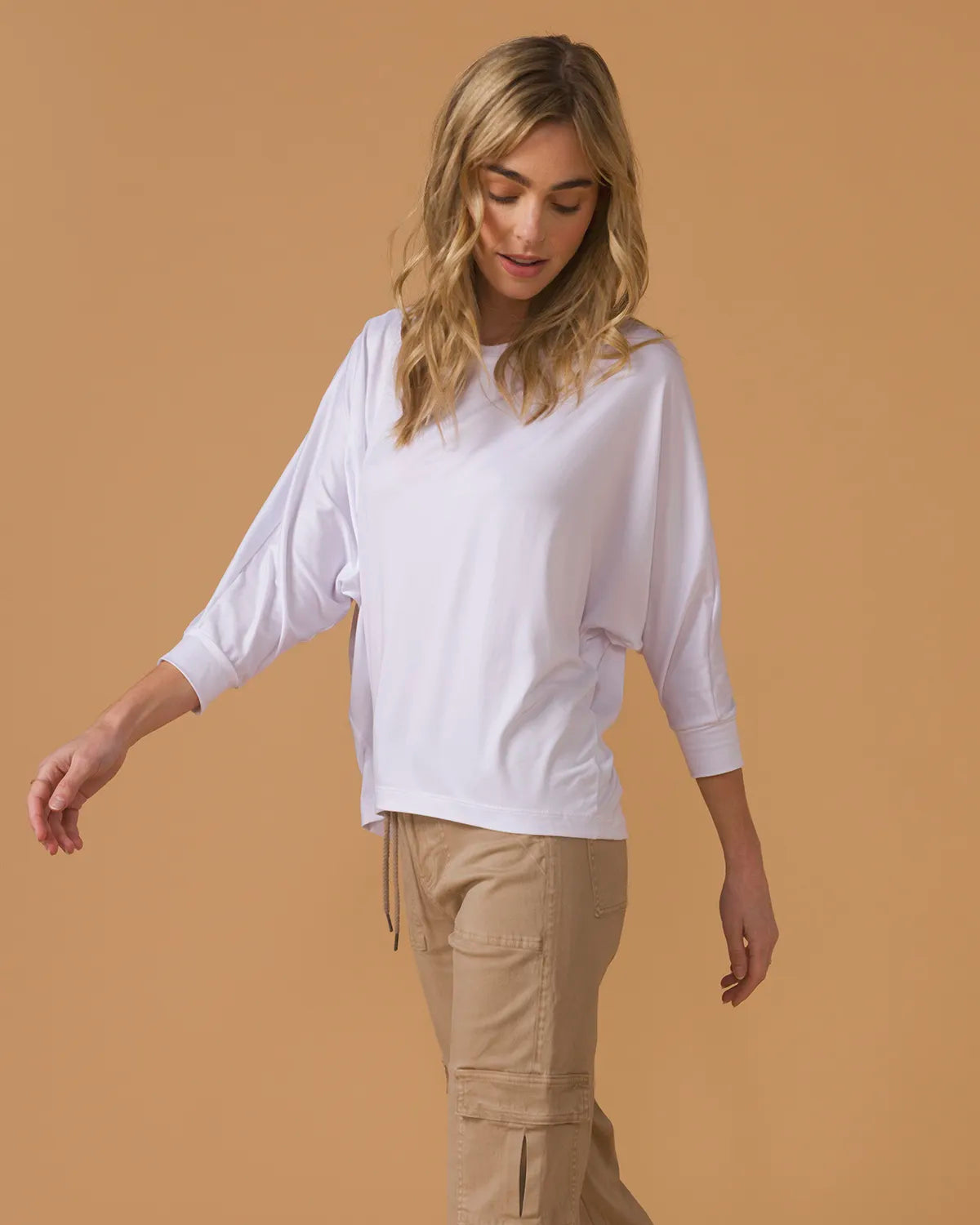 Everyday Ease White Dolman Sleeve Crew