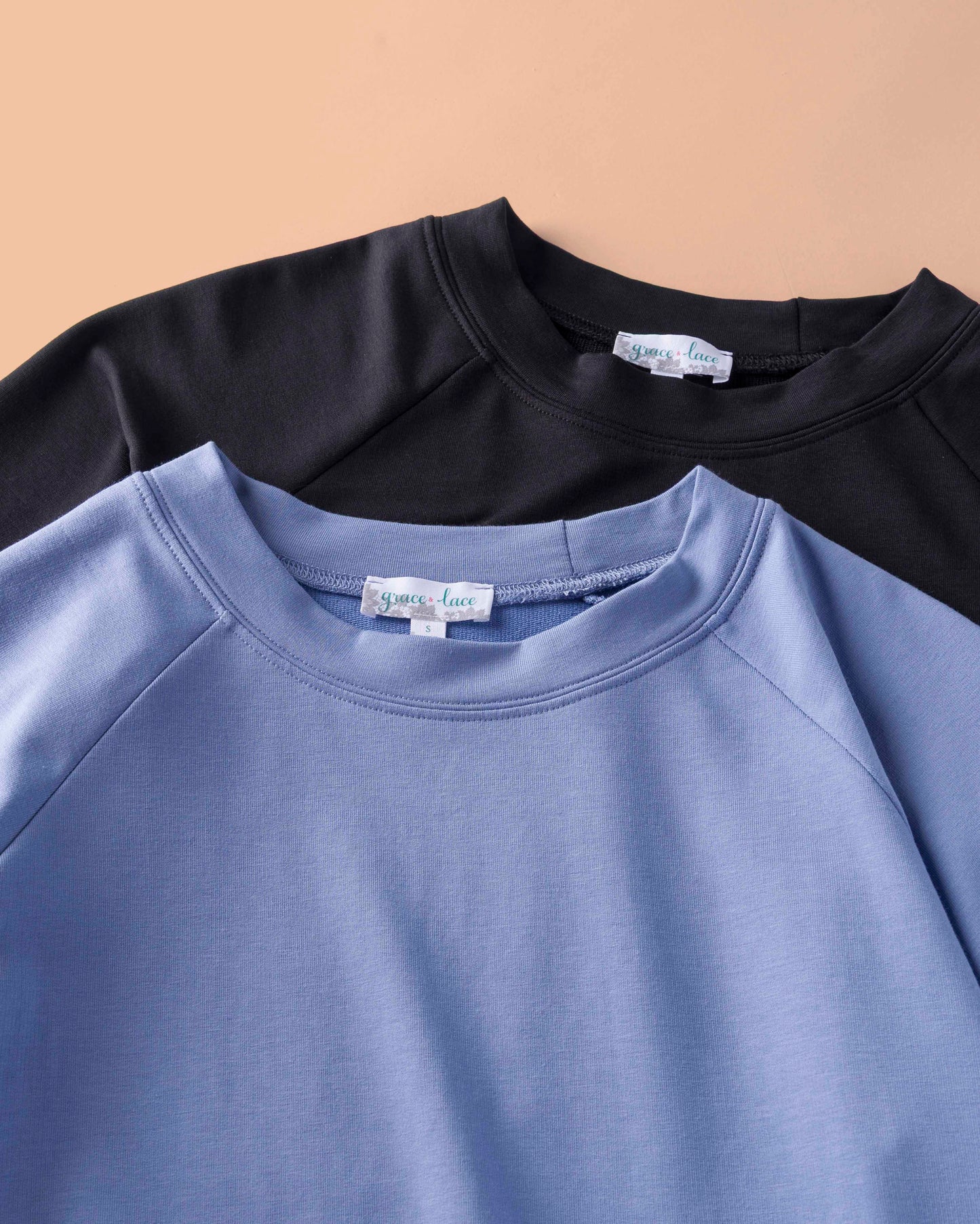 Everyday 3/4 Sleeve Crew Neck Black Sweatshirt