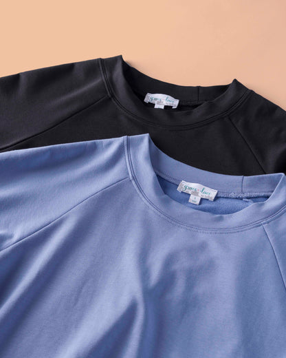 Everyday 3/4 Sleeve Crew Neck Indigo Sweatshirt