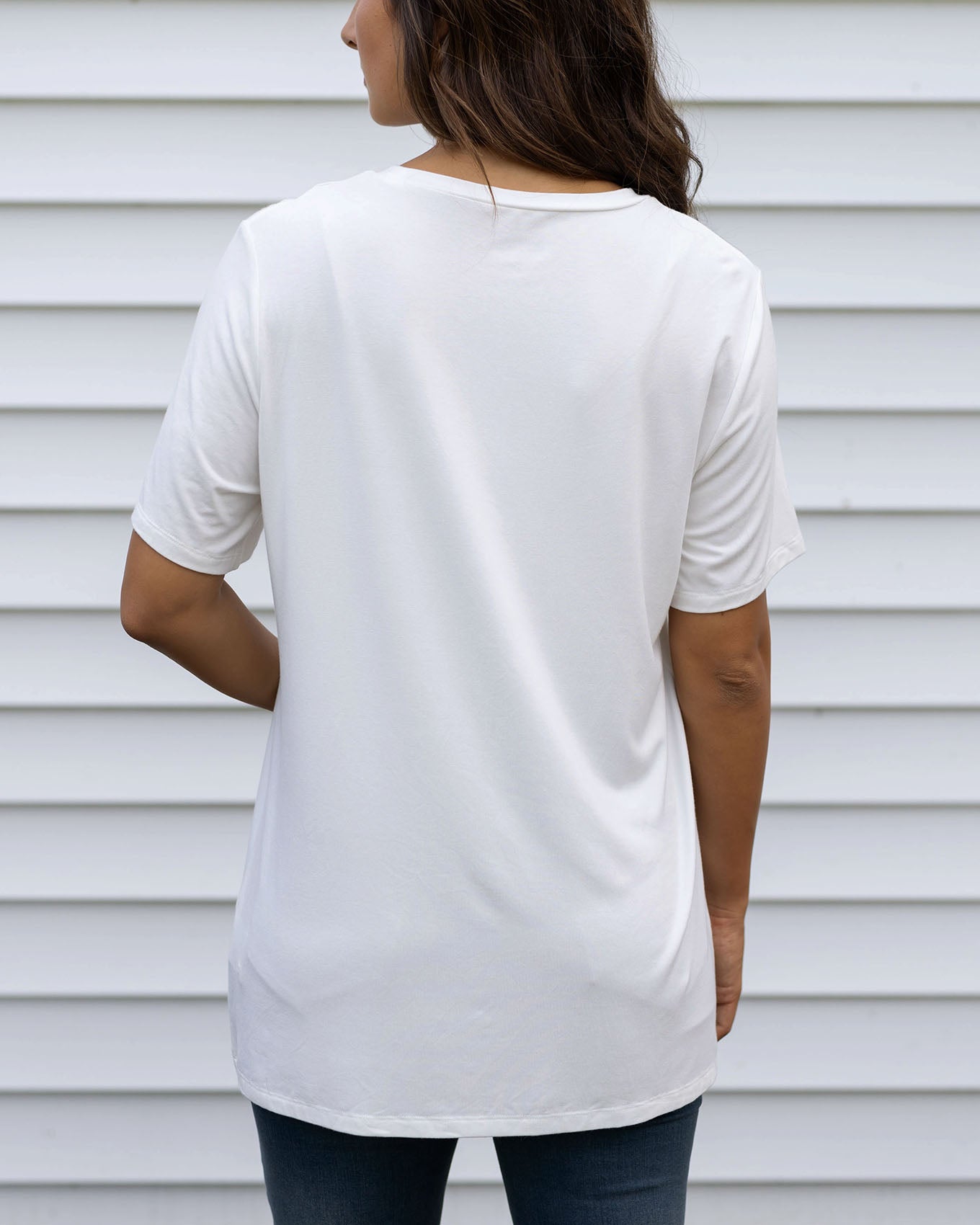 back view girlfriend basic fit tee in ivory