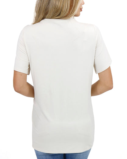 back view stock shot of adventure awaits graphic tee