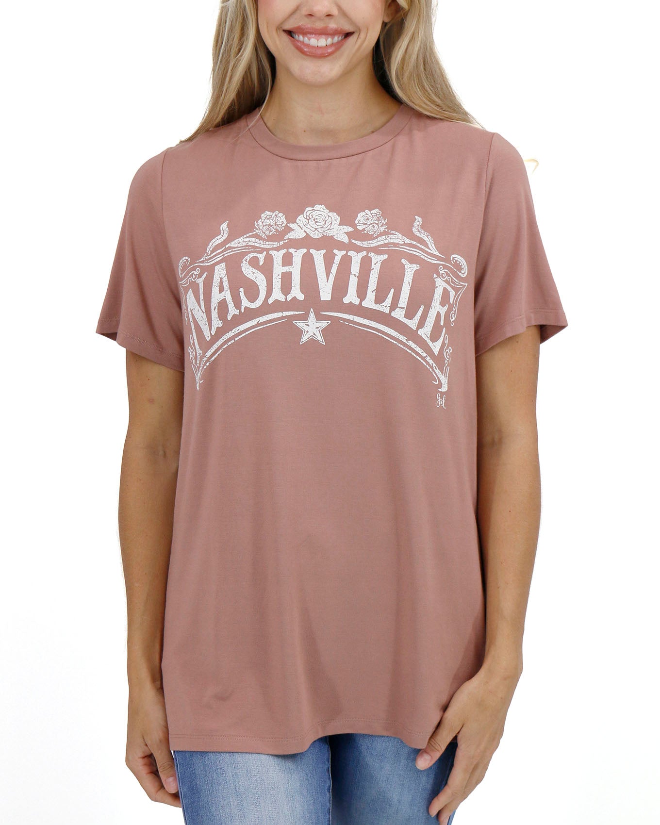 front view stock shot of nashville graphic tee