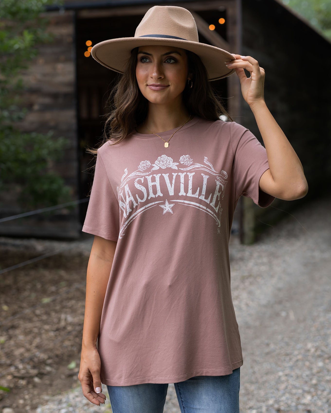 detail view of nashville graphic tee