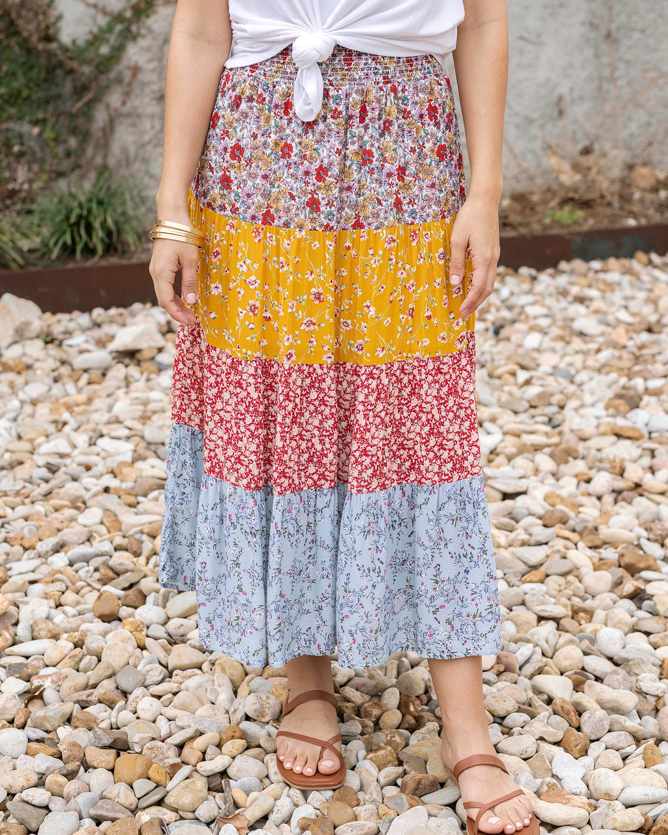 Gypsy Skirt Easy Layered Skirt Go-To Tiered Floral Patchwork Skirt