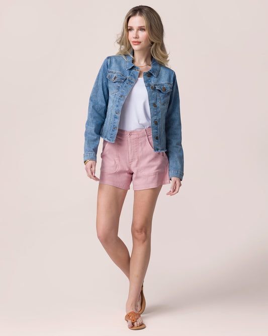 Classic Comfort Linen Shorts in Blush