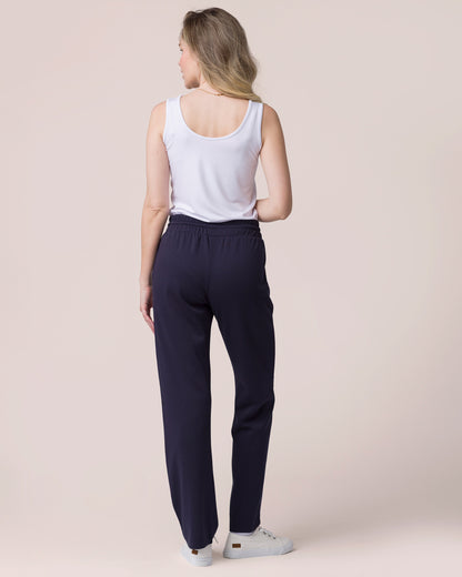 Navy Blue Scuba Pants with pockets back veiw