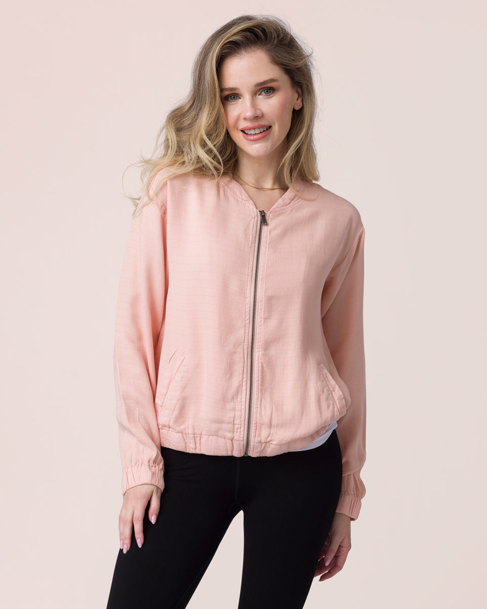 Tencel™ Lyocell Baseball Jacket in Blush