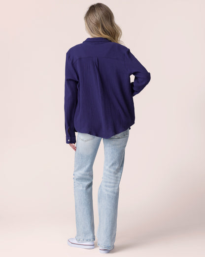 Effortless Button-Up in Navy