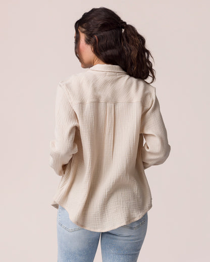 Effortless Button-Up in Natural Back view