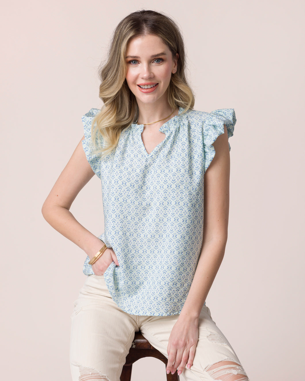 Effortless Ruffle Collar Top | Sleeveless Blouse | Grace & Lace ...