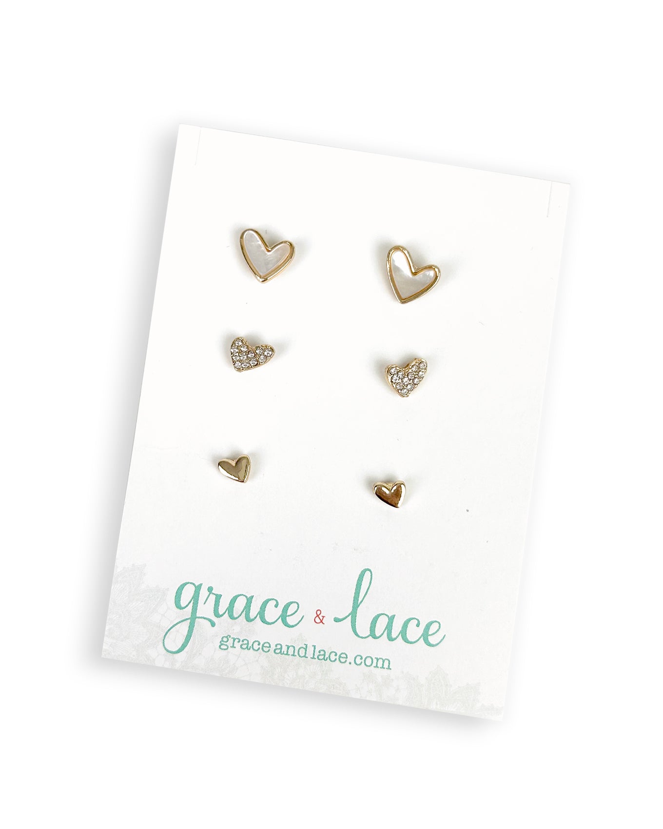 Gold Heart Stud Trio Earrings Gold One Size Grace And Lace Gold heart stud trio earrings gold one size grace and lace