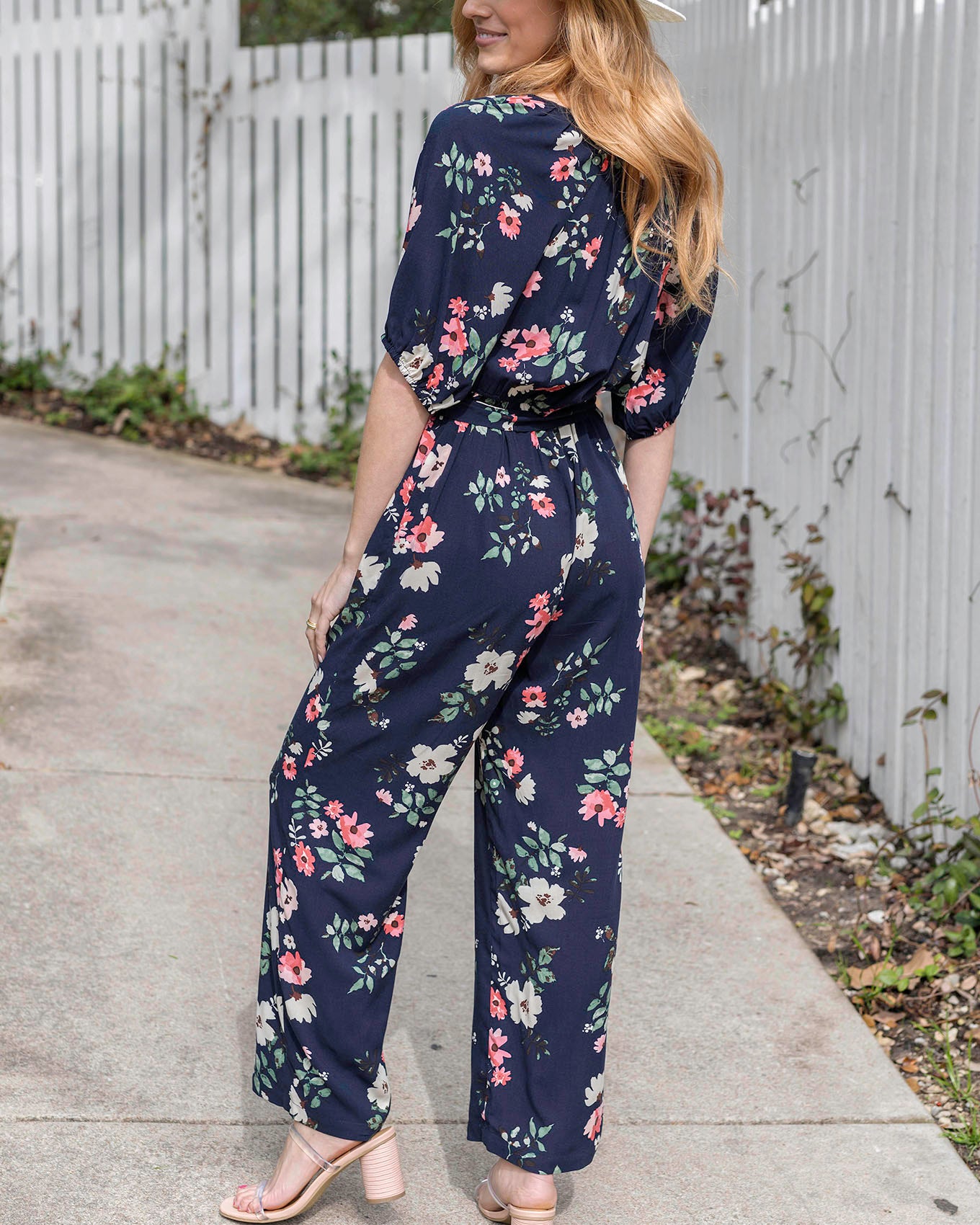 Back view of Hello Spring Floral Jumpsuit