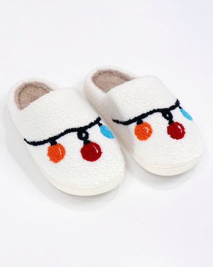 Stock shot of Christmas Lights Holiday Slippers