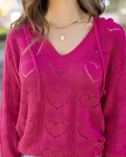 detail view of heart pointelle sweater