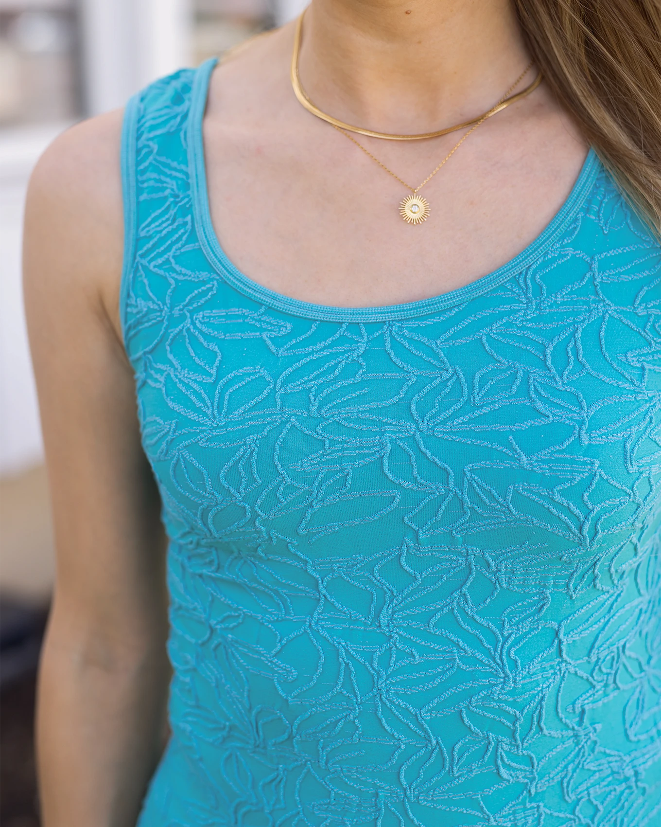 Teal Jacquard Brami Tank