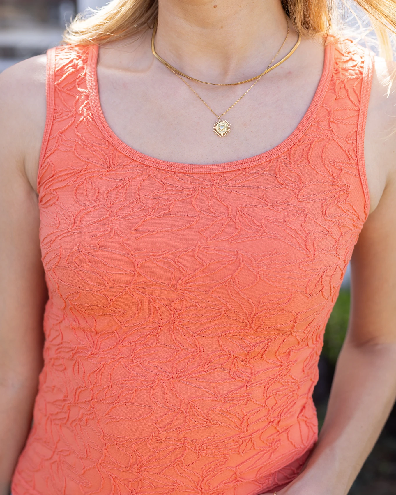 Orange Coral Jacquard Brami Tank