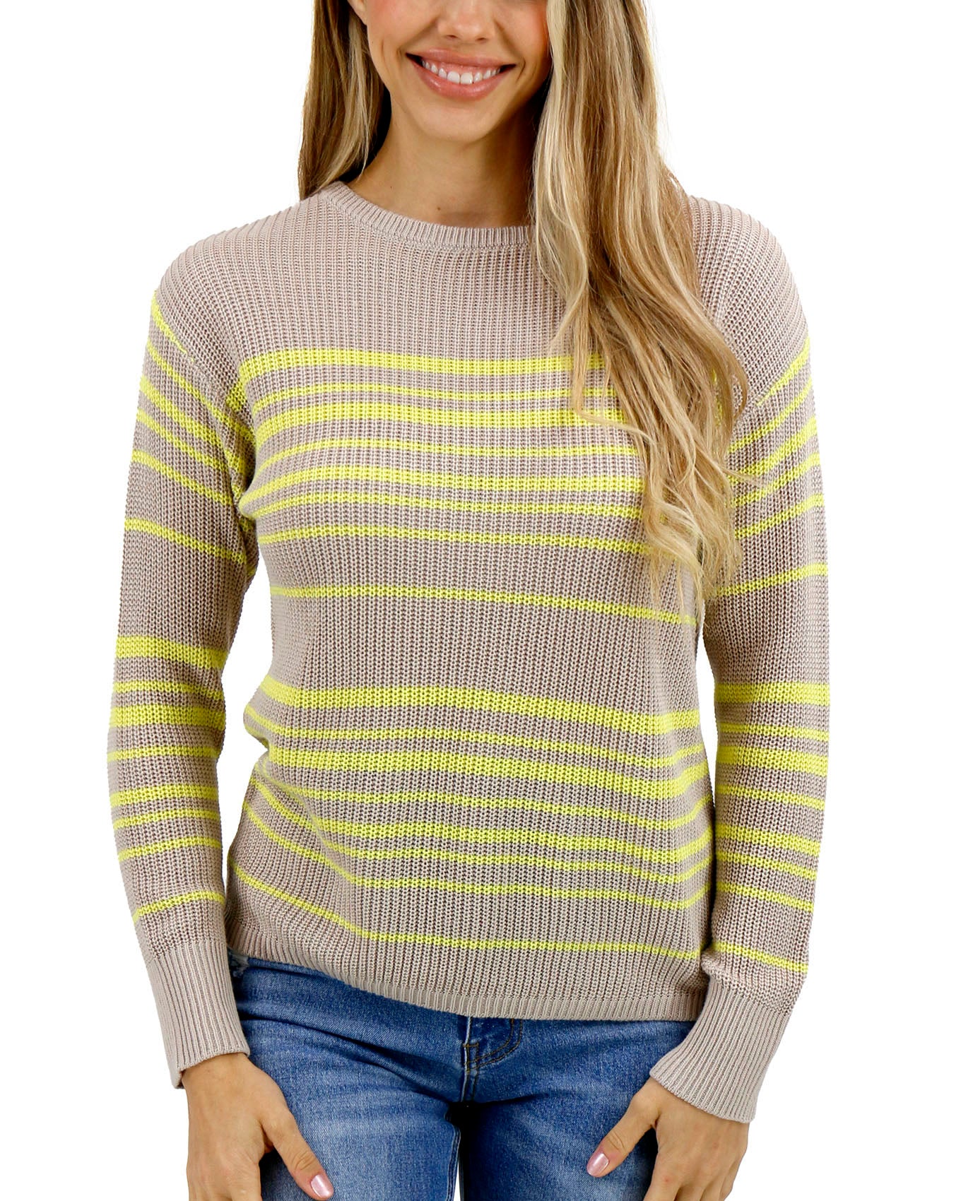Front view stock shot of Lemon Lines Lightweight Sweater