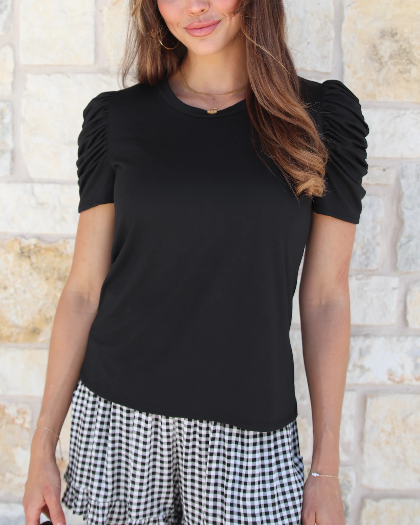 Ruched top in black