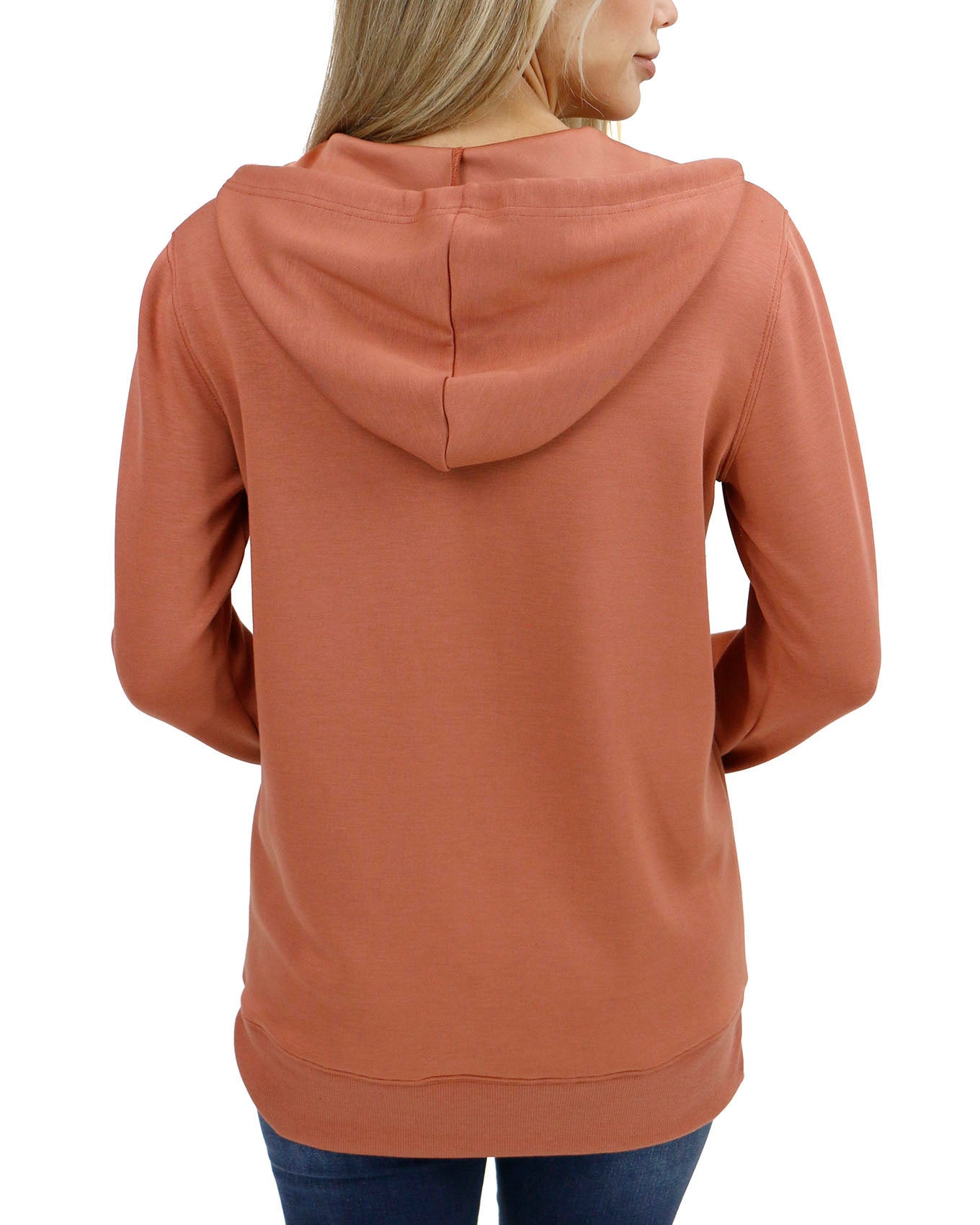 back view stock shot of sienna hooded pullover