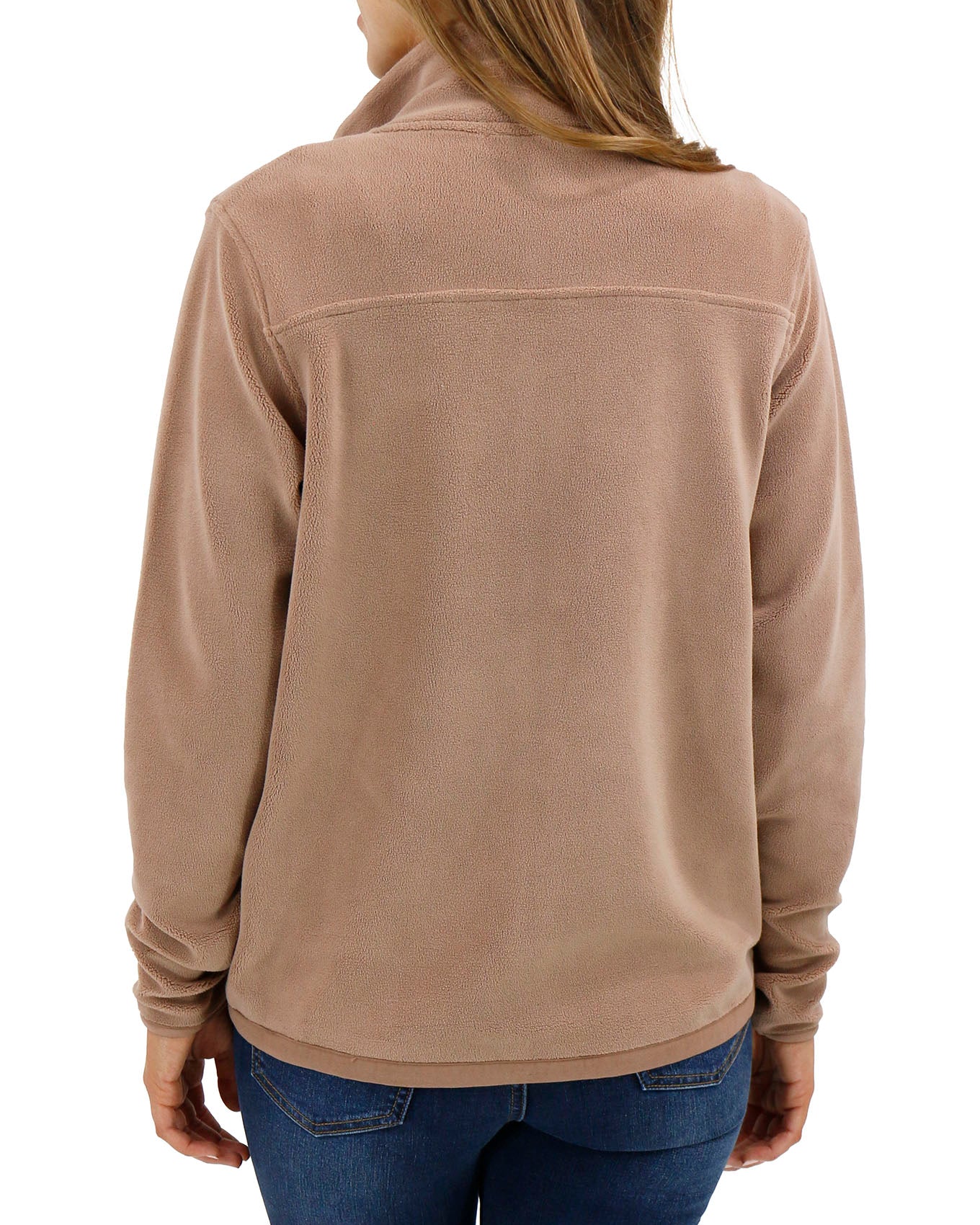 Back view stock shot of Cappuccino Luxe Teddy Fleece Jacket