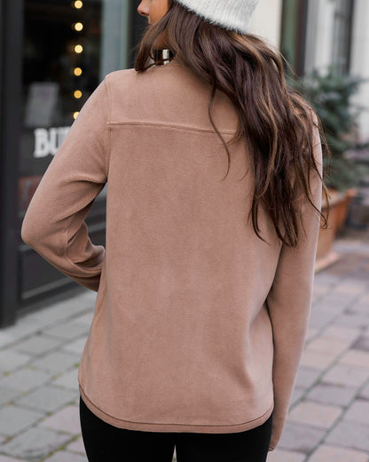 Back view of Cappuccino Luxe Teddy Fleece Jacket