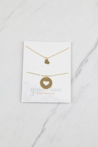 Piece of My Heart Necklace Set in Gold