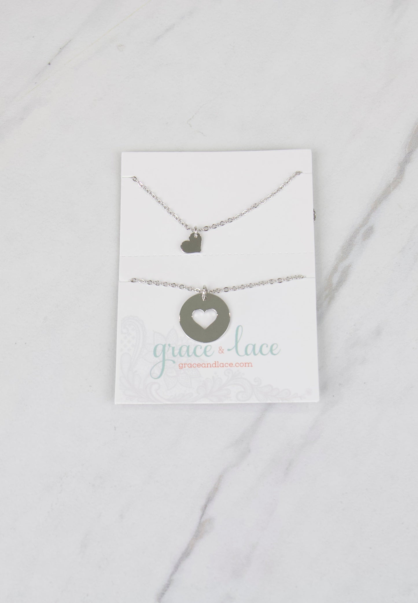 Piece of My Heart Necklace Set in Silver