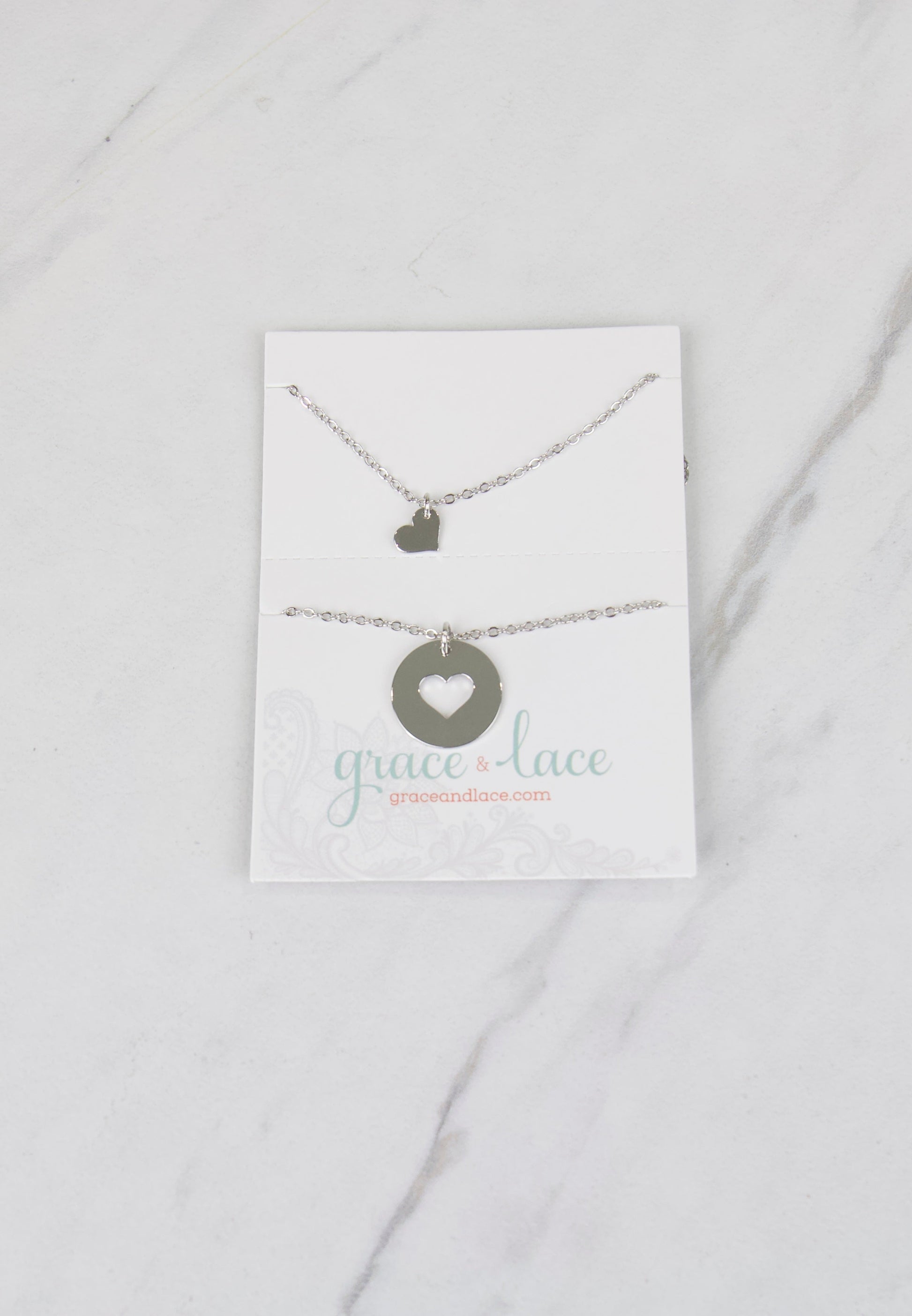 Piece of My Heart Necklace Set in Silver
