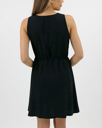 Back view stock shot of black tencel lyocell day dress