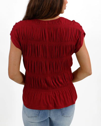 Dressy top in red back view