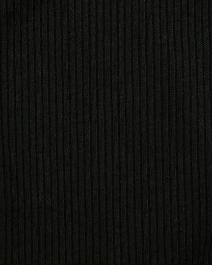 close up view of fabric on macy day ribbed top in black