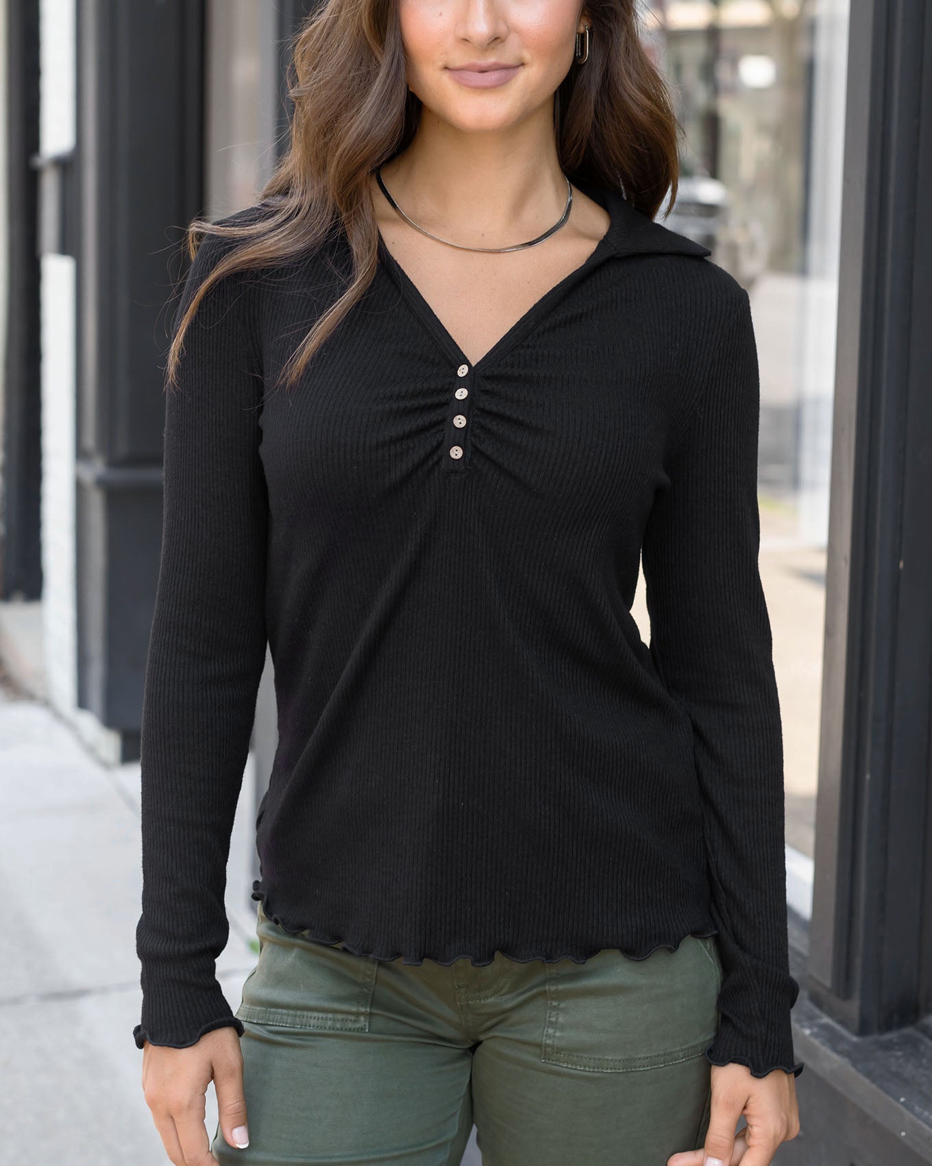 Macy Day Ribbed Top in Black - FINAL SALE