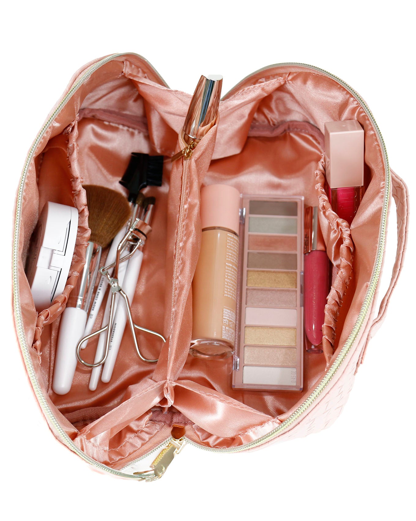 Interior view of Blush Makeup Bag