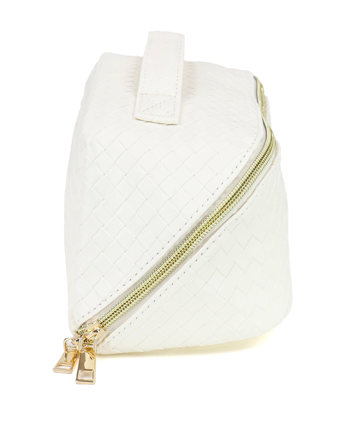 Side view of Ivory Makeup Bag