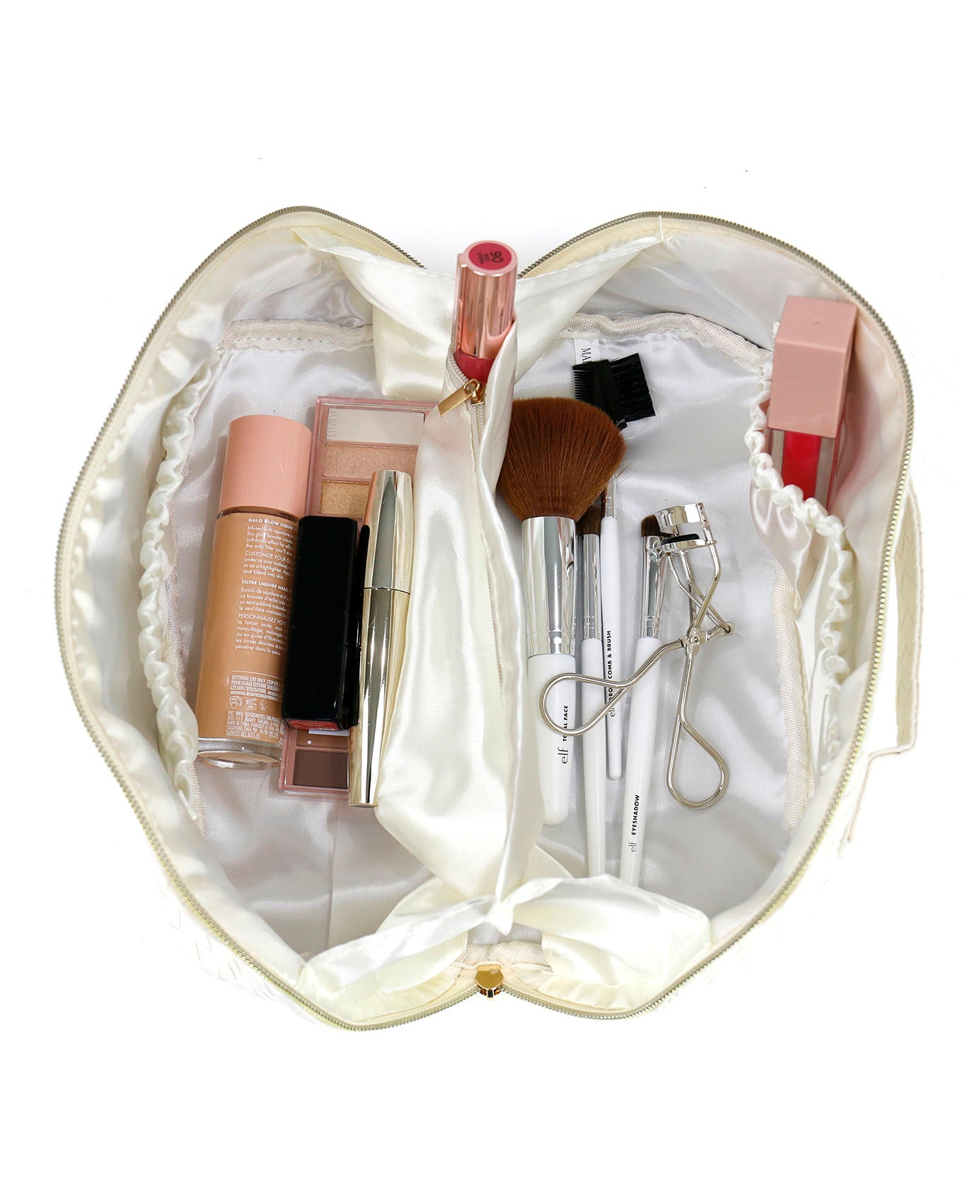 Interior view of Ivory Makeup Bag