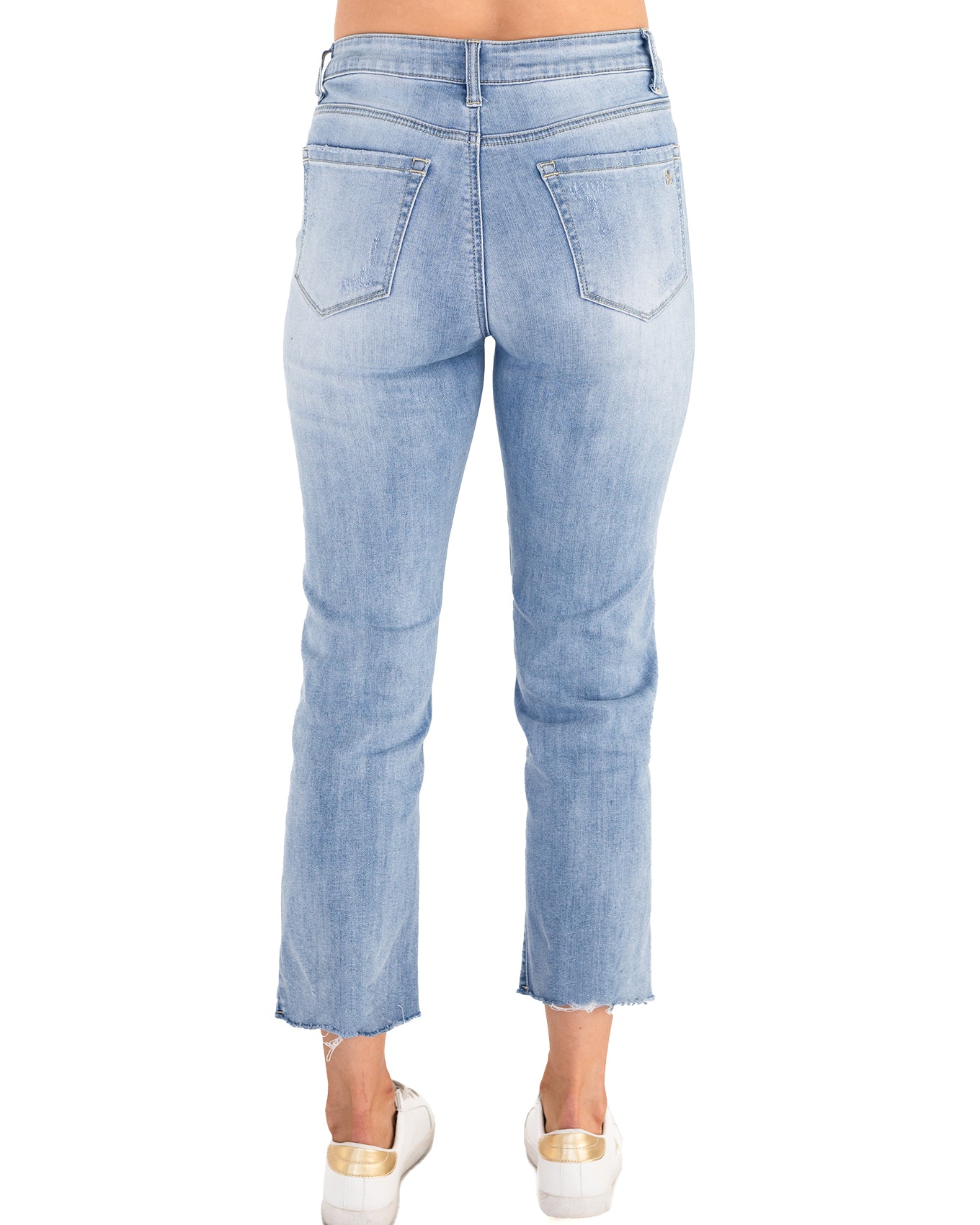 Mel's Fav Distressed Straight Cropped Denim - Mid wash - Grace and Lace