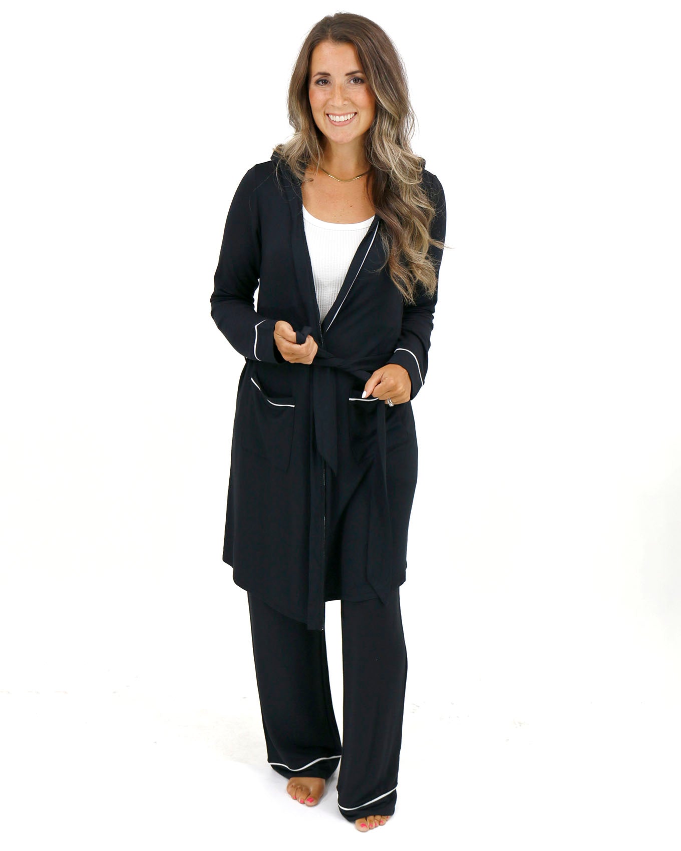 Hooded Black Modal Robe - FINAL SALE