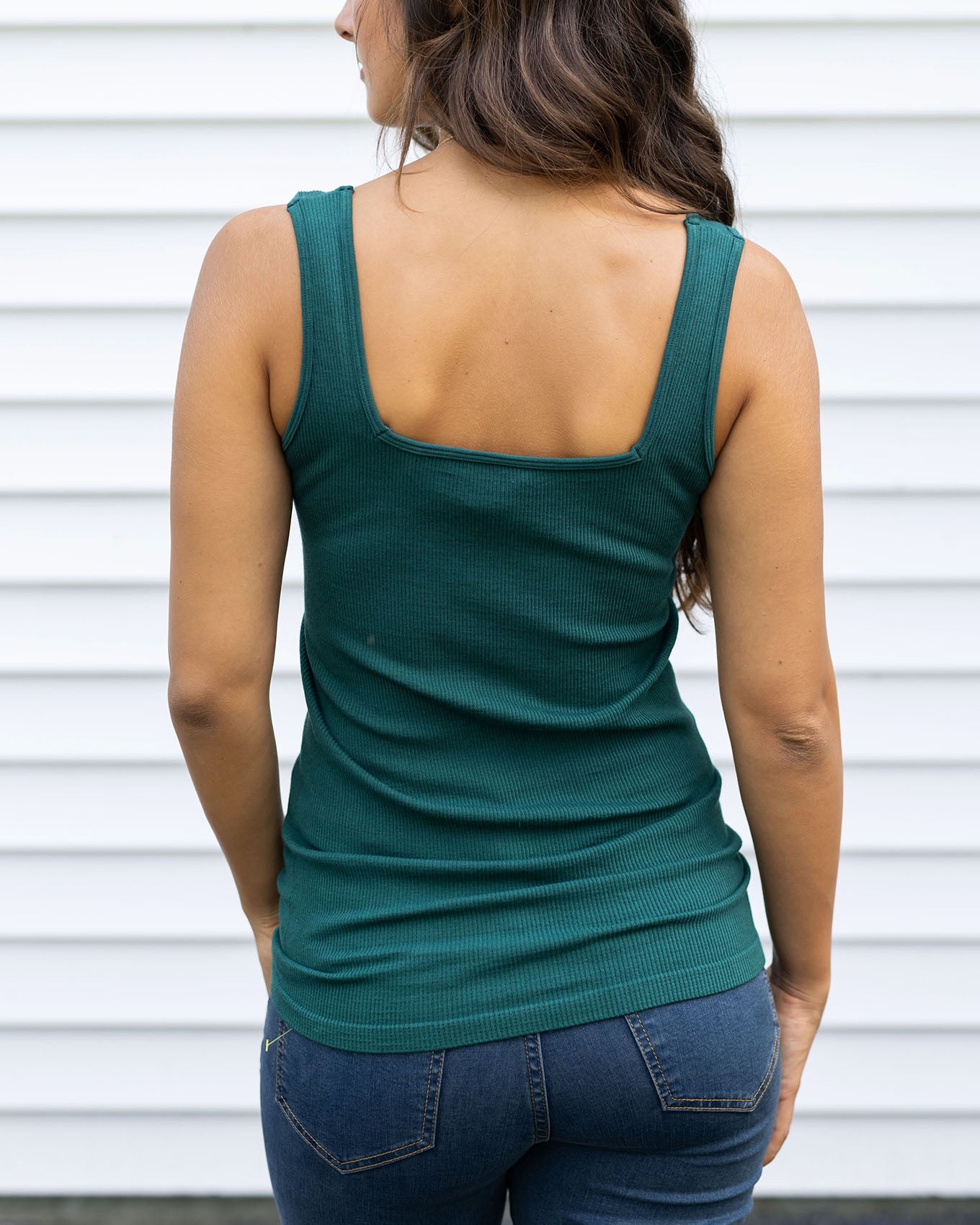back view of square neck perfect fit tank top