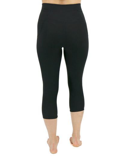 Back view of Black Cropped Mid Weight Daily Pocket Leggings 