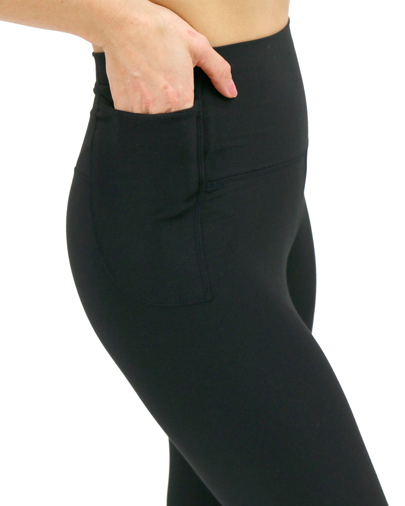Cropped Mid-Weight Daily Pocket Leggings in Black