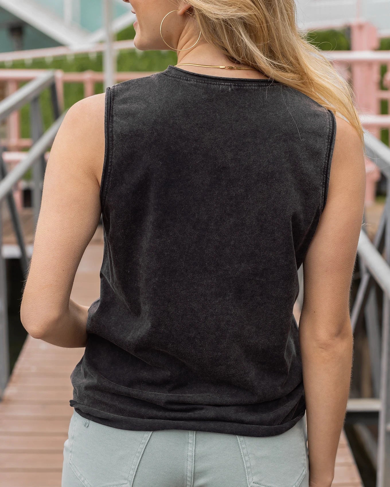 Mineral Washed Graphic Tank - Happiness