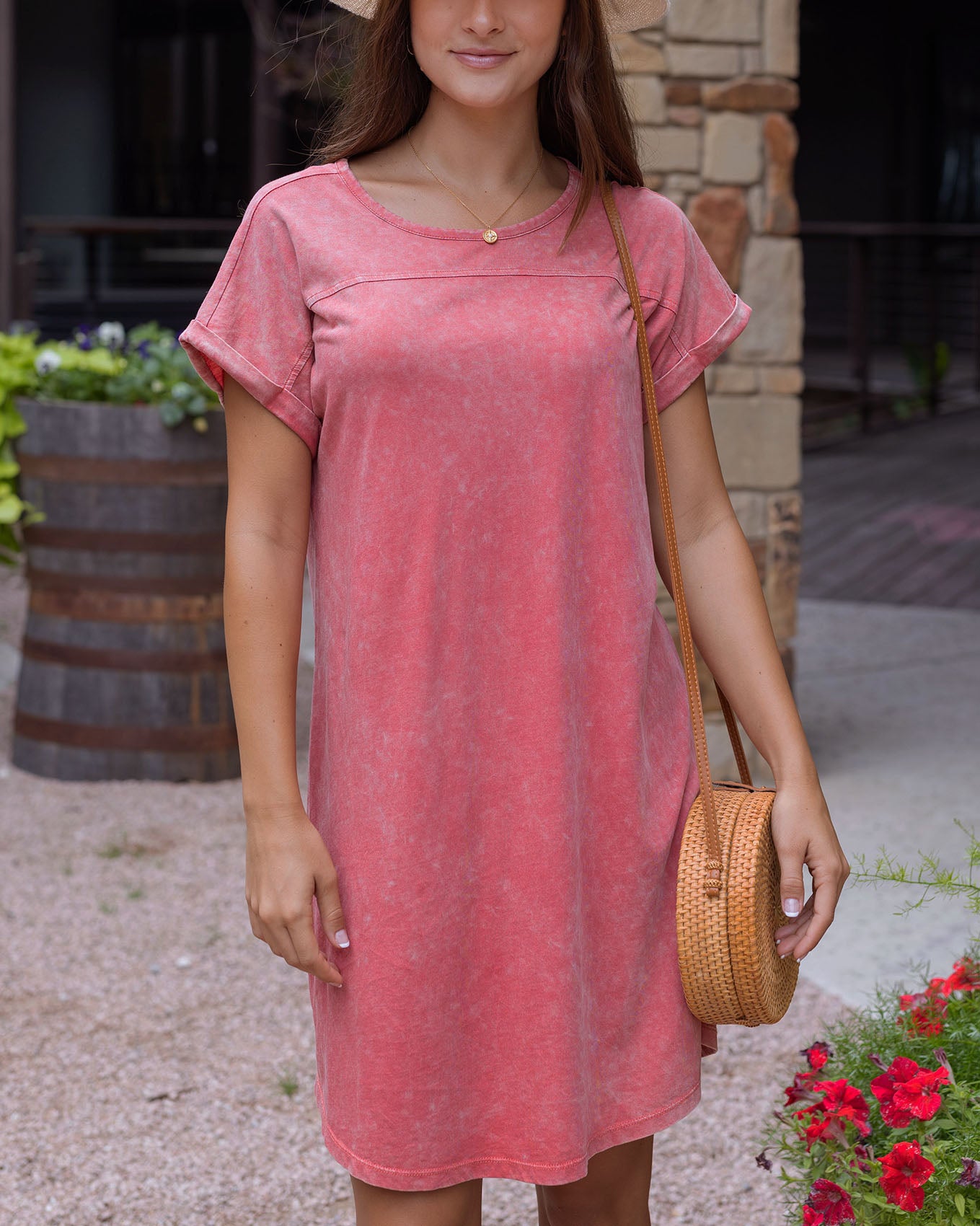 T-shirt dress Washed Pink Front