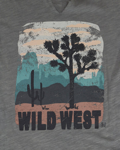 close of view of wild west graphic tee