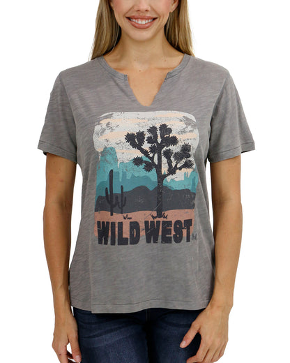 front view stock shot of wild west graphic tee